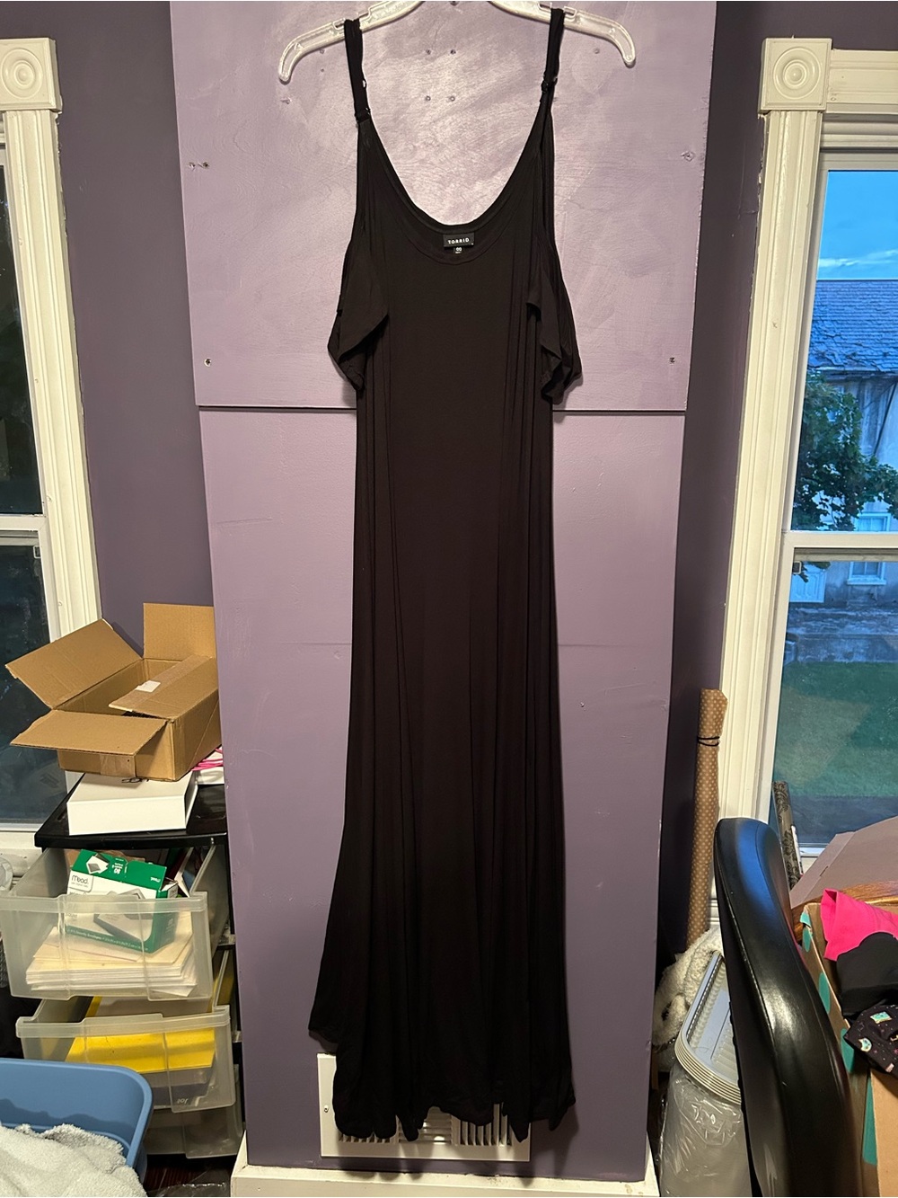 Torrid black maxi dress with ruffle sleeves, size 00
